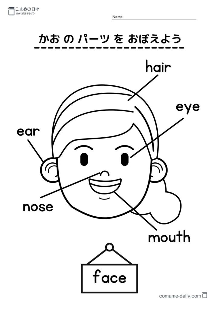 顔のパーツを学習するプリントイメージ（リンク付き）