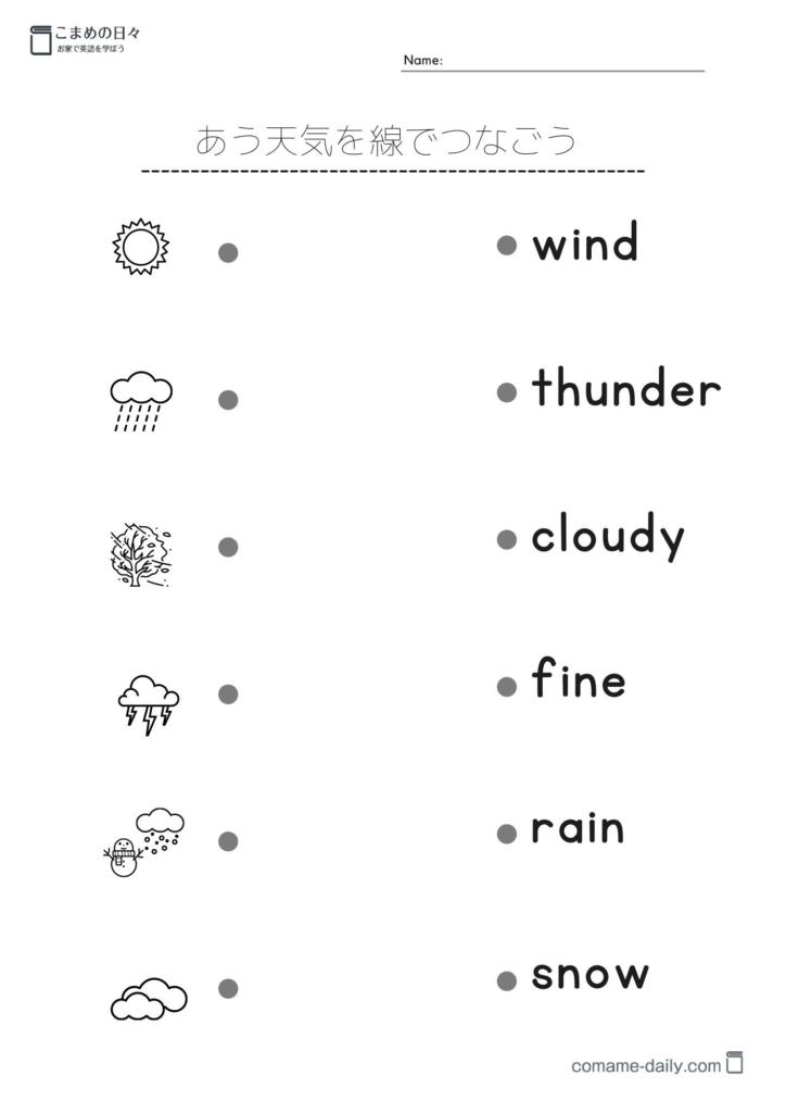 天気の学習用プリント（白黒）２