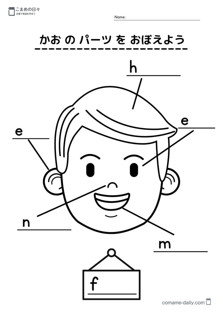 顔のパーツを覚えようプリント3イメージ