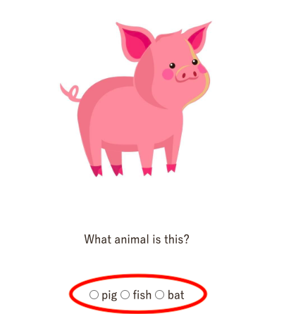 問題解き方について。絵を見て動物の名前を選ぶ。