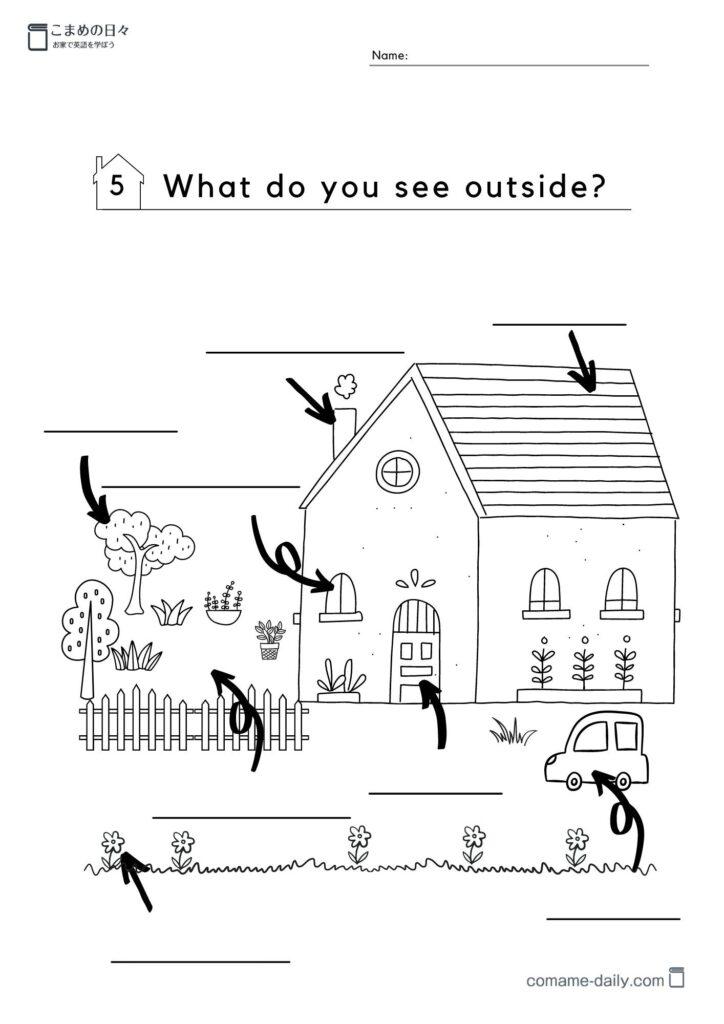 下にある英単語の中から、絵にあうものを選んで書きましょう5