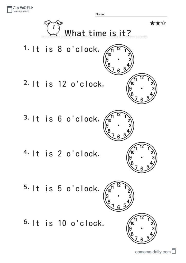 小学生向け Time 時間について学習しよう２ー 無料プリント ダウンロード ページ こまめの日々english ー楽しいおうち英語時間を応援ー